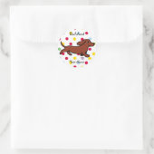 Personalisierte Dackel mit Cartoon Runder Aufkleber (Tasche)