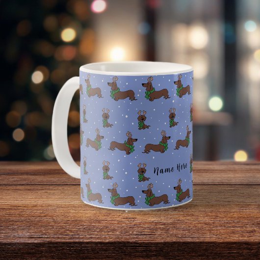 Personalisierte Dackel Weihnachts-Rentiermuster Kaffeetasse