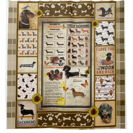 Personalisierte Dackel Wissen Schönes Geschenk Duschvorhang (Vorderseite)