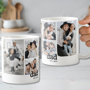 Personalisierte Dad Established Foto-Collage Kaffeetasse