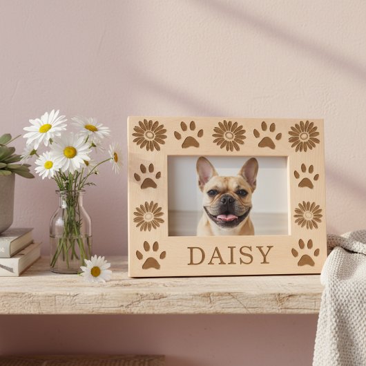 Personalisierte Daisy-Blume Foto-Rahmen aus Holz Geätzte Rahmen