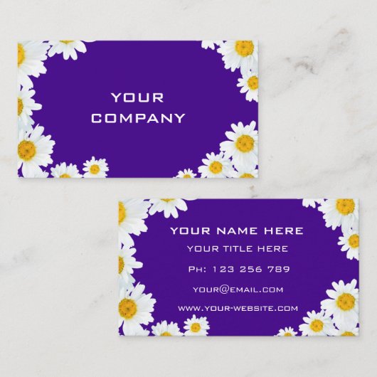Personalisierte Daisy Business Card - Ihre Farben Visitenkarte (Vorne/Hinten)