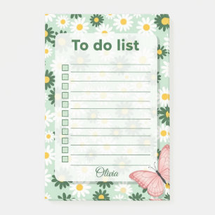 Personalisierte Daisy & Butterfly To-Do-Liste Post-it Klebezettel