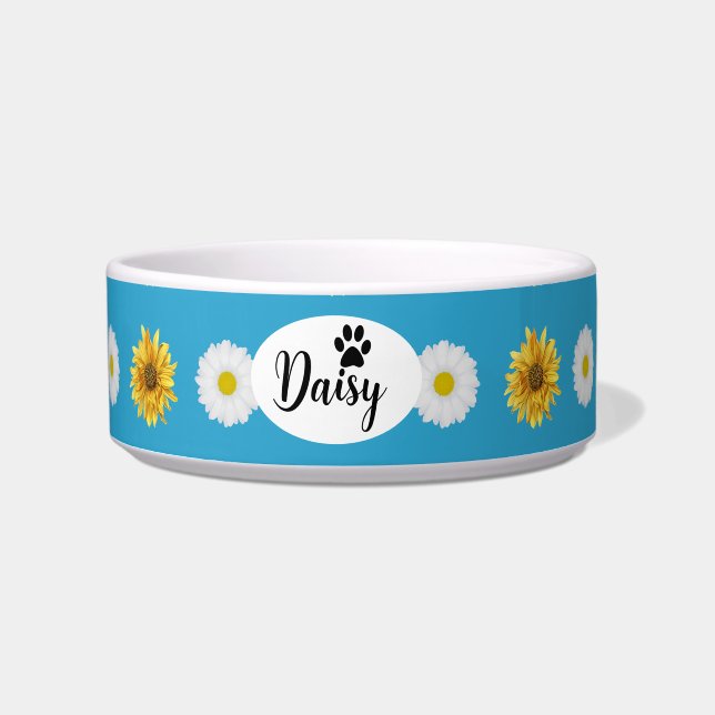 Personalisierte Daisy Floral Keramik Pet Bowl Napf (Vorderseite)