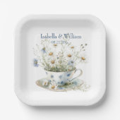 Personalisierte Daisy- und verblasste Blue Denim-B Pappteller (Vorderseite)