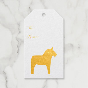 Personalisierte Dala Horse Gold-Geschenketags Geschenkanhänger
