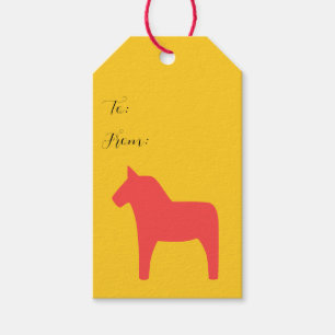 Personalisierte Dala Horse Yellow Gift Tags Geschenkanhänger