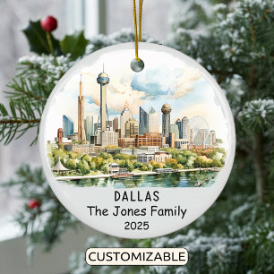 Personalisierte Dallas-Ornament, Texas Keramik Ornament