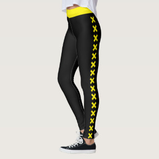 Personalisierte Damen Gelb Schwarz Muster Maßanfer Leggings