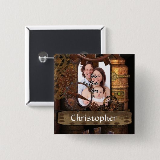 Personalisierte Dampfmaschine Button (Vorne & Hinten)