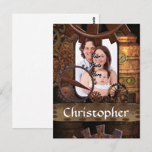 Personalisierte Dampfmaschine Postkarte (Vorne/Hinten)