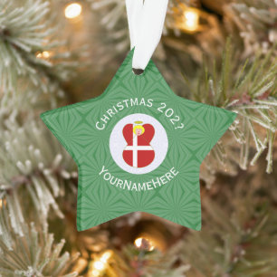 Personalisierte dänische Engel-Weihnachtsflagge  Ornament