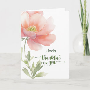 Personalisierte "Dankbar für Dich" Aquarellblume Karte