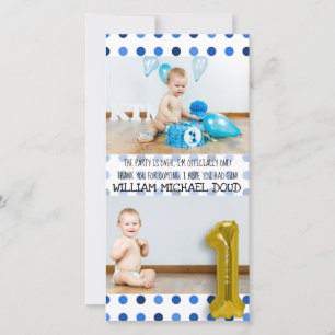 Personalisierte Danksagungskarte zum 1. Geburtstag Dankeskarte