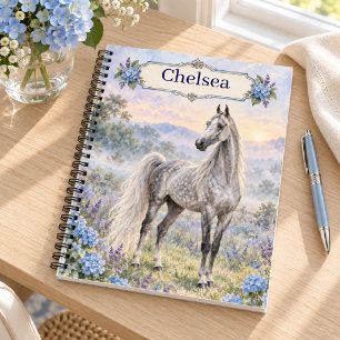 Personalisierte Dapple Grau Saddlebred Hortensie Notizblock