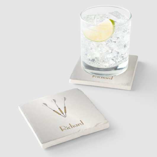 Personalisierte Darts/Monogramm Steinuntersetzer (Seitenansicht)