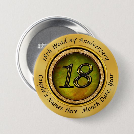 Personalisierte das Katzenaugen-18. Button (Vorne & Hinten)