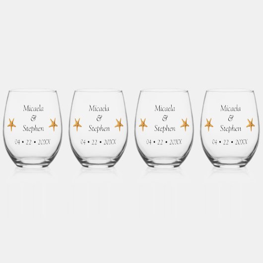 Personalisierte Dates B&W Starfish Weinglas Ohne Stiel (Vorderseite)
