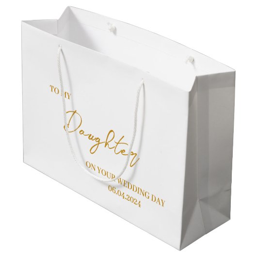 Personalisierte Daughter Bride-Geschenktasche, an  Große Geschenktüte (Rückseite Schrägansicht)