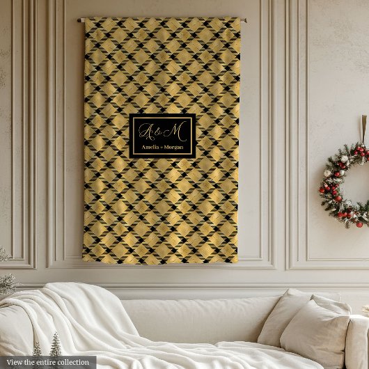 Personalisierte Decke Schwarz Gold Moderne Hochzei