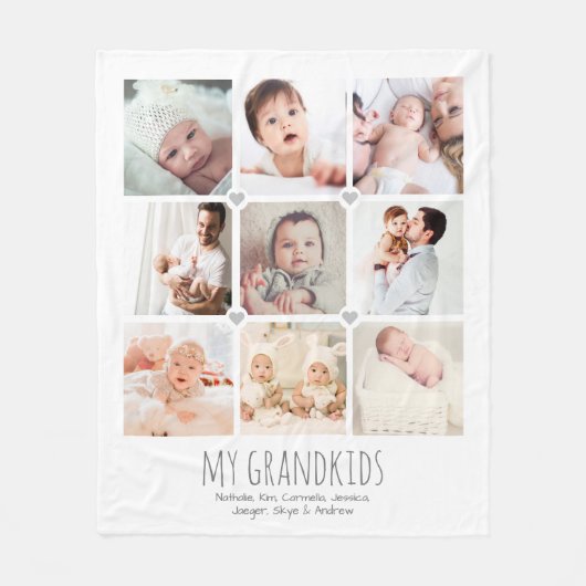 Personalisierte Decke von 9-Foto-Großeltern (Vorderseite)