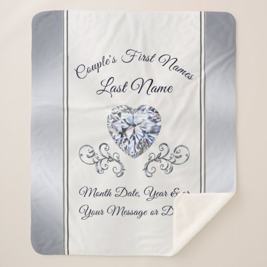 Personalisierte Decken für Hochzeiten Herz Diamant (Vorderseite)