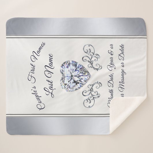 Personalisierte Decken für Hochzeiten Herz Diamant (Vorderseite (Horizontal))