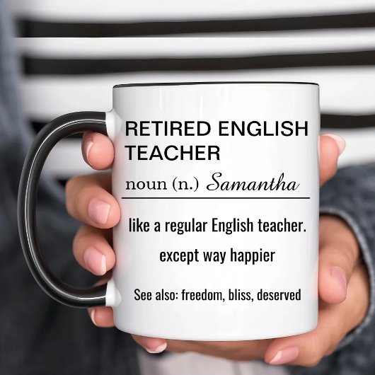 Personalisierte Definition für pensionierte Englis Tasse