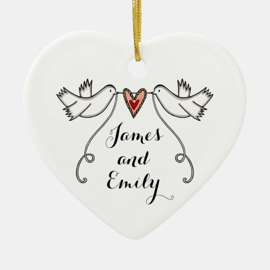 Personalisierte Dekoration der weißen Tauben (Vorne)