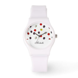 Personalisierte dekorative Frühlingsblumen weiß Armbanduhr