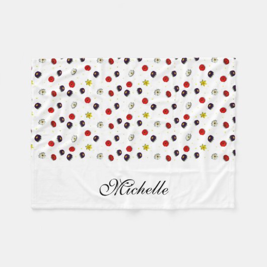Personalisierte dekorative Frühlingsblumen weiß Fleecedecke (Vorderseite (Horizontal))