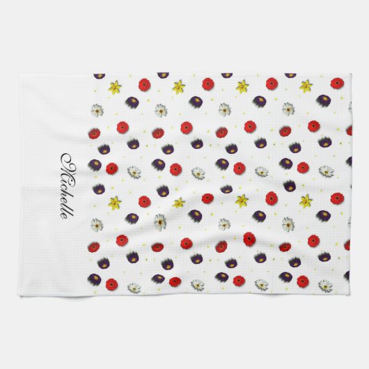 Personalisierte dekorative Frühlingsblumen weiß Geschirrtuch (Horizontal)