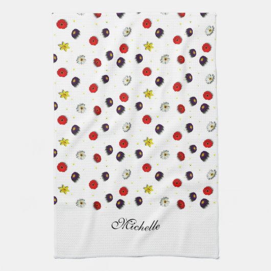 Personalisierte dekorative Frühlingsblumen weiß Geschirrtuch (Vertikal)