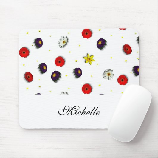 Personalisierte dekorative Frühlingsblumen weiß Mousepad (Mit Mouse)