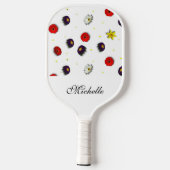 Personalisierte dekorative Frühlingsblumen weiß Pickleball Schläger (Rückseite)