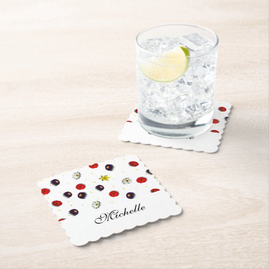 Personalisierte dekorative Frühlingsblumen weiß Untersetzer (Vor Ort)