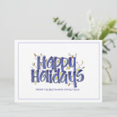 Personalisierte dekorative Kalligraphie glückliche Feiertagskarte (Stehend Vorderseite)