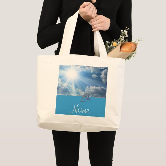 Personalisierte Delphin-Strand-Tasche Jumbo Stoffbeutel (Vorderseite (Produkt))