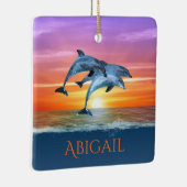 Personalisierte Delphine springen Ozean Weihnachte Keramikornament (Rechts)