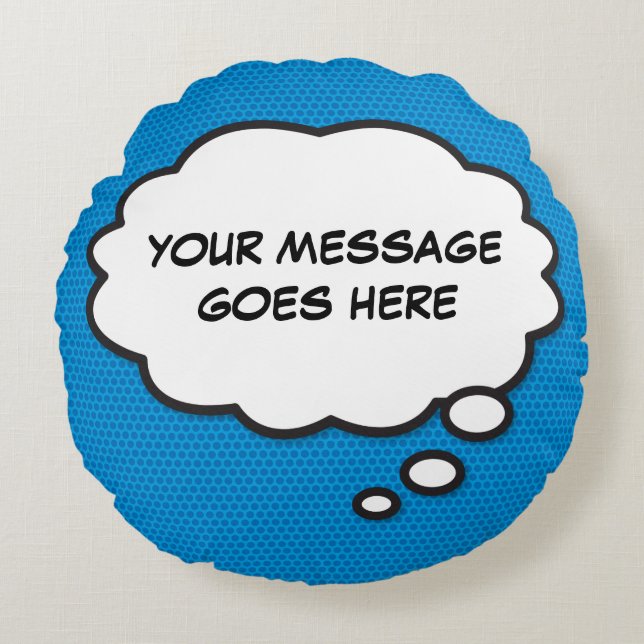 Personalisierte Denkblase Cooles Comic Buch Rundes Kissen (Vorderseite)