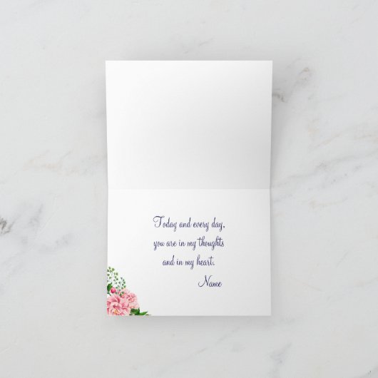 Personalisierte "Denken Sie an Sie" Rose Navy Stri Karte (Innenseite)