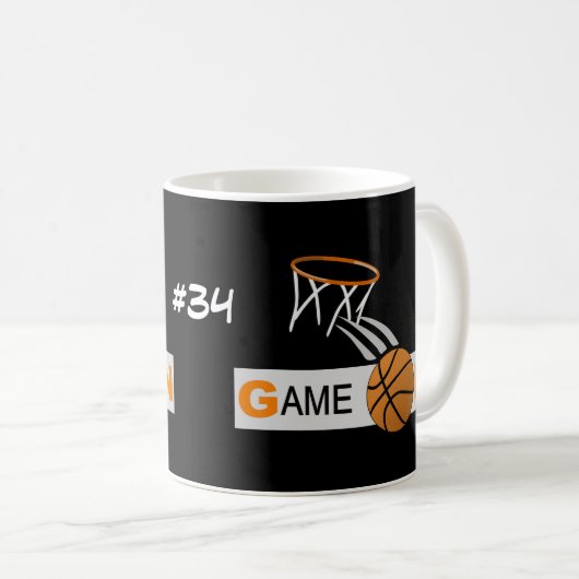 Personalisierte Designer-Basketball-Tasse Kaffeetasse (VorderseiteRechts)