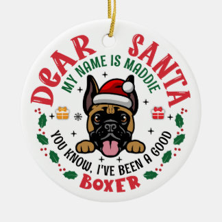 Personalisierte deutsche Boxer Dog Weihnachtsbaumr Keramik Ornament
