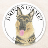 Personalisierte Deutsche Schäferhochzeit Runder Pappuntersetzer (Vorderseite)