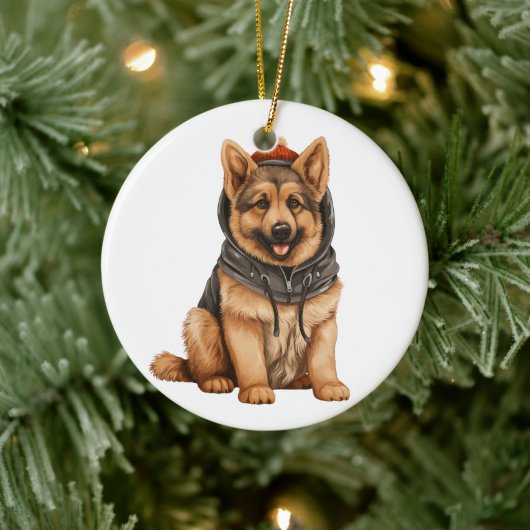 Personalisierte Deutsche Schäferhunde-Kunst Keramik Ornament (Baum)