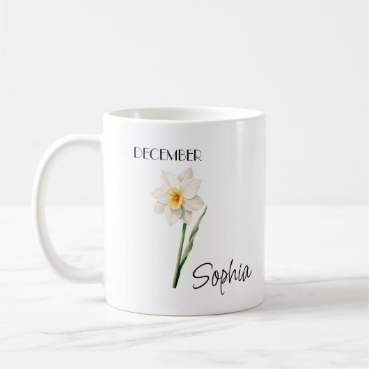 Personalisierte Dezember-Blumen-Kaffeetasse Kaffeetasse (Links)