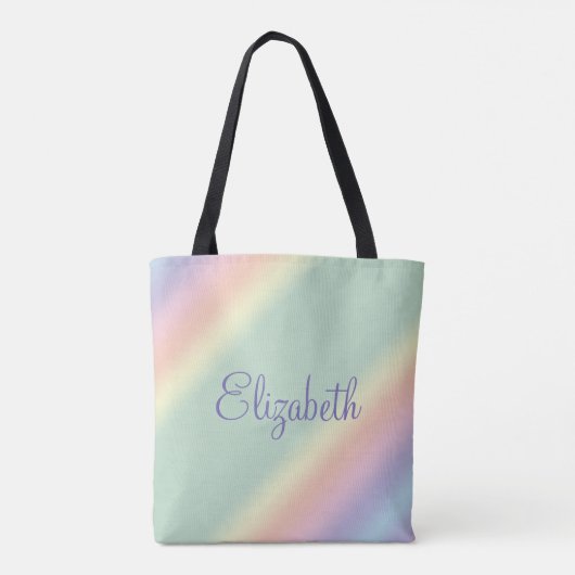 Personalisierte Diagonal Pastel Regenbogen Wasser Tasche (Rückseite)