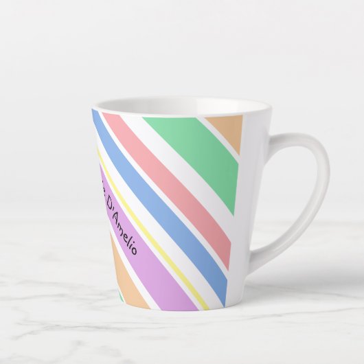 Personalisierte Diagonal-Streifen-Pastellfarben Milchtasse (Rechts)