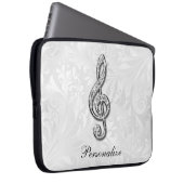 Personalisierte Diamant-Musiknote-Blumendamast Laptopschutzhülle (Vorne Rechts)