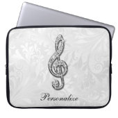 Personalisierte Diamant-Musiknote-Blumendamast Laptopschutzhülle (Vorderseite)